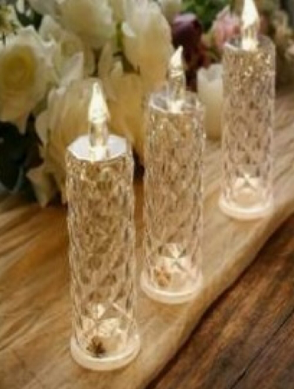 Elegant Diamond Cut LED Pillar Candles 6 Pack